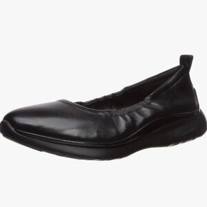 Cole Haan Women's 3.Zerogrand Ruched Slip-ON Ballet Flat, Black Leather, 10 B US